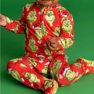 RARE Posh Peanut Bamboo Zippy Grinch Christmas Pajamas EUC 3-6M